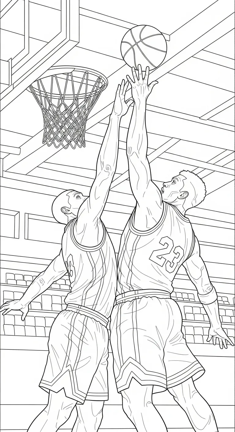 in hình tô màu Tranh Tô Màu Bóng Rổ cho bé 5 tuổi
