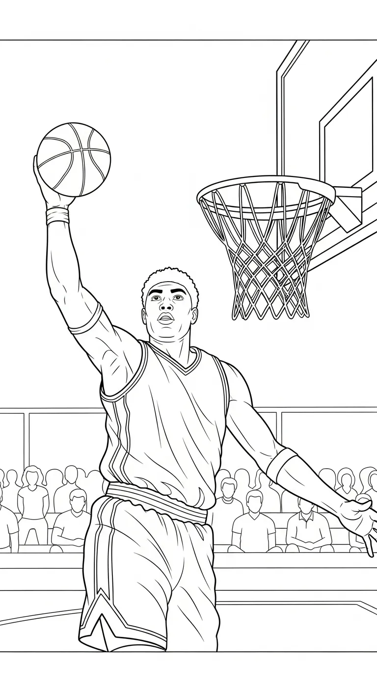 file pdf tranh tô màu Tranh Tô Màu Bóng Rổ cho bé