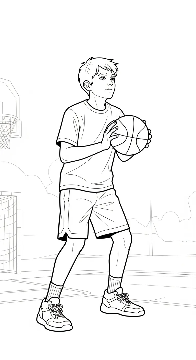 tranh tô màu Tranh Tô Màu Bóng Rổ cho bé 8 tuổi 1