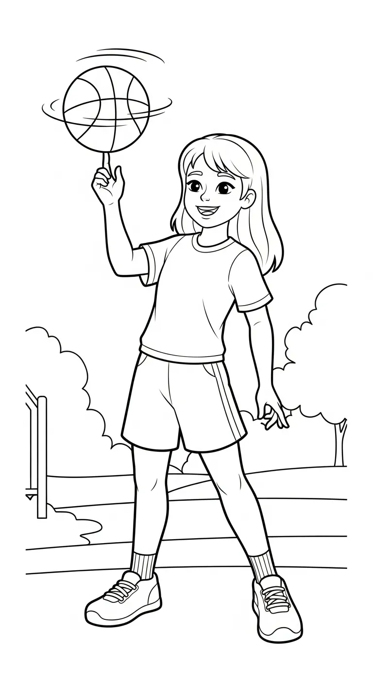 tranh tô màu Tranh Tô Màu Bóng Rổ cho bé đơn giản
