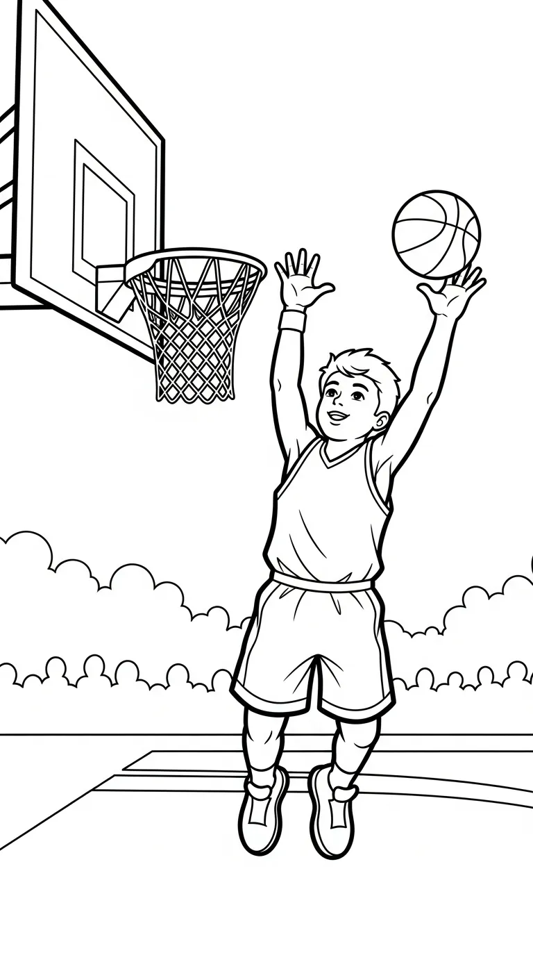 tải hình tô màu Tranh Tô Màu Bóng Rổ cho bé miễn phí