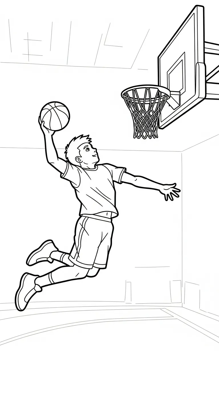 download hình tô màu Tranh Tô Màu Bóng Rổ cho bé 1