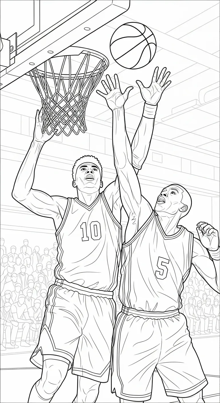 tranh tô màu Tranh Tô Màu Bóng Rổ cho bé 8 tuổi