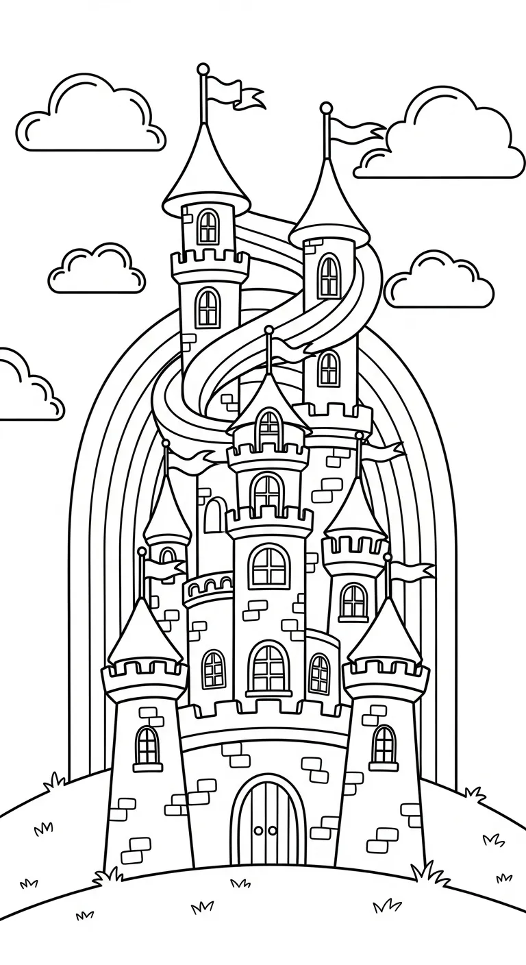 tải tranh tô màu Tranh Tô Màu Cầu Vồng cho bé miễn phí 1