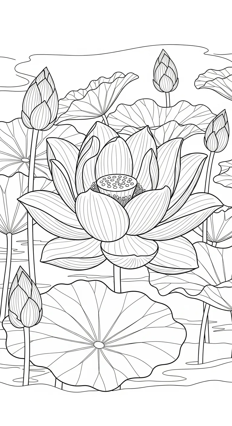 tranh tô màu Tranh Tô Màu Hoa Sen cho bé