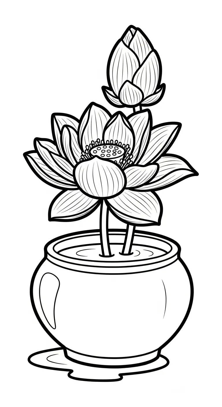 in hình tô màu Tranh Tô Màu Hoa Sen 1