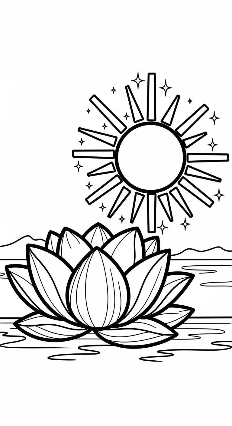 hình tô màu Tranh Tô Màu Hoa Sen cho bé tải miễn phí