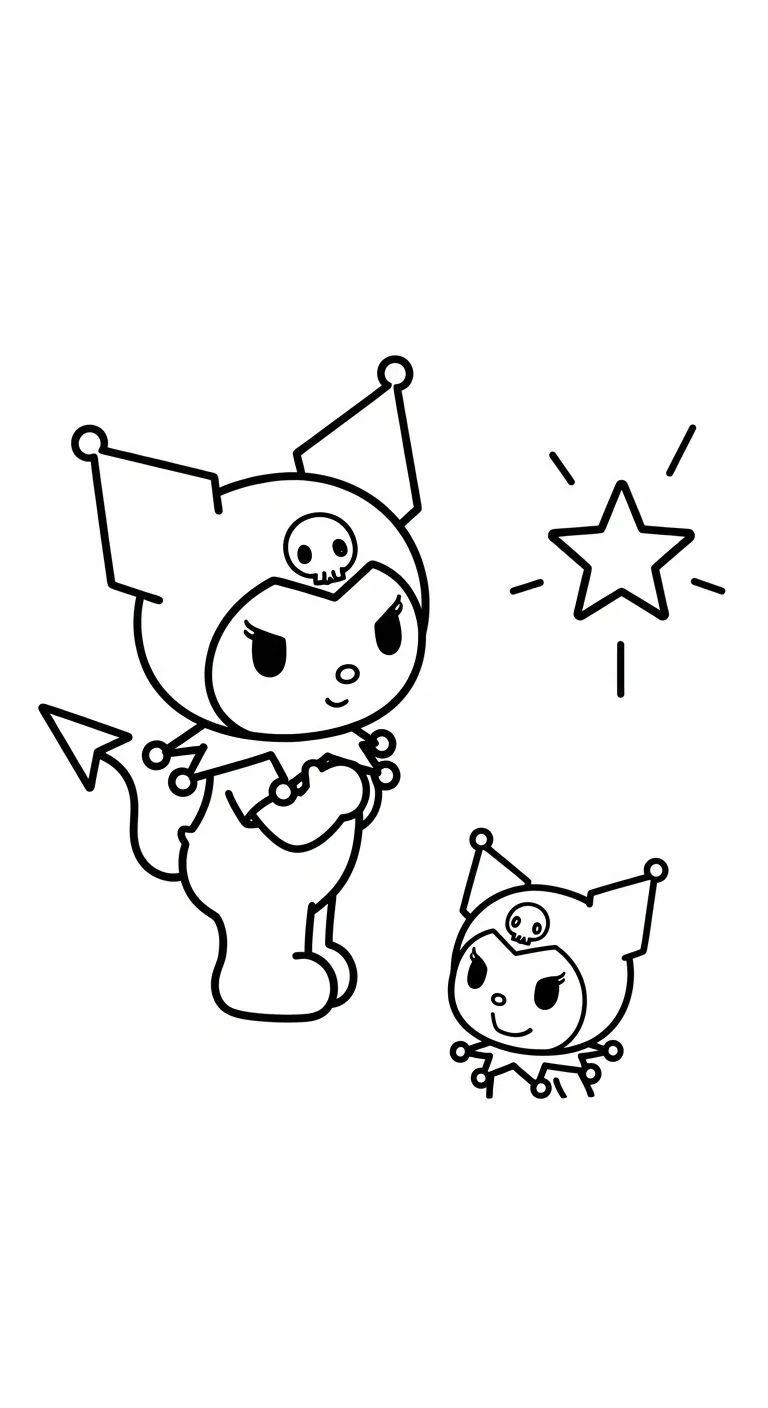 tải hình tô màu Tranh To Mau Kuromi cho bé 7 tuổi