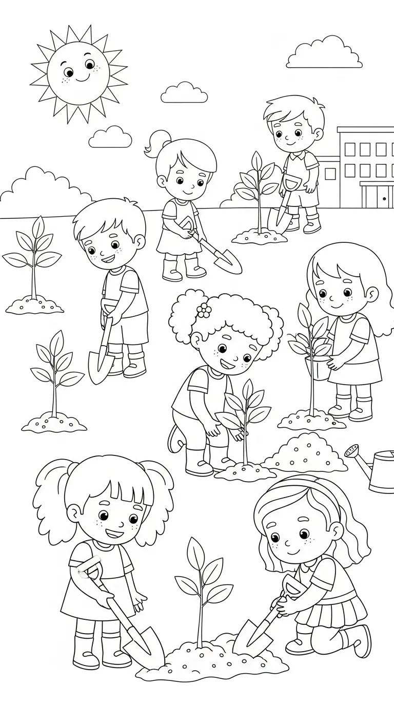 hình tô màu Tranh Tô Màu Trường Tiểu Học cho bé 7-8 tuổi