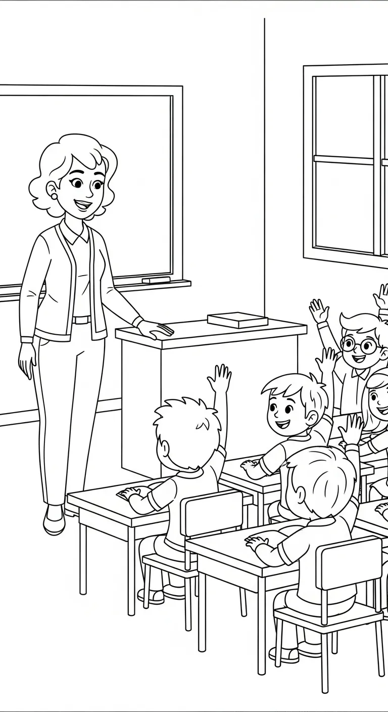 tranh tô màu Tranh Tô Màu Trường Tiểu Học cho bé đơn giản 1