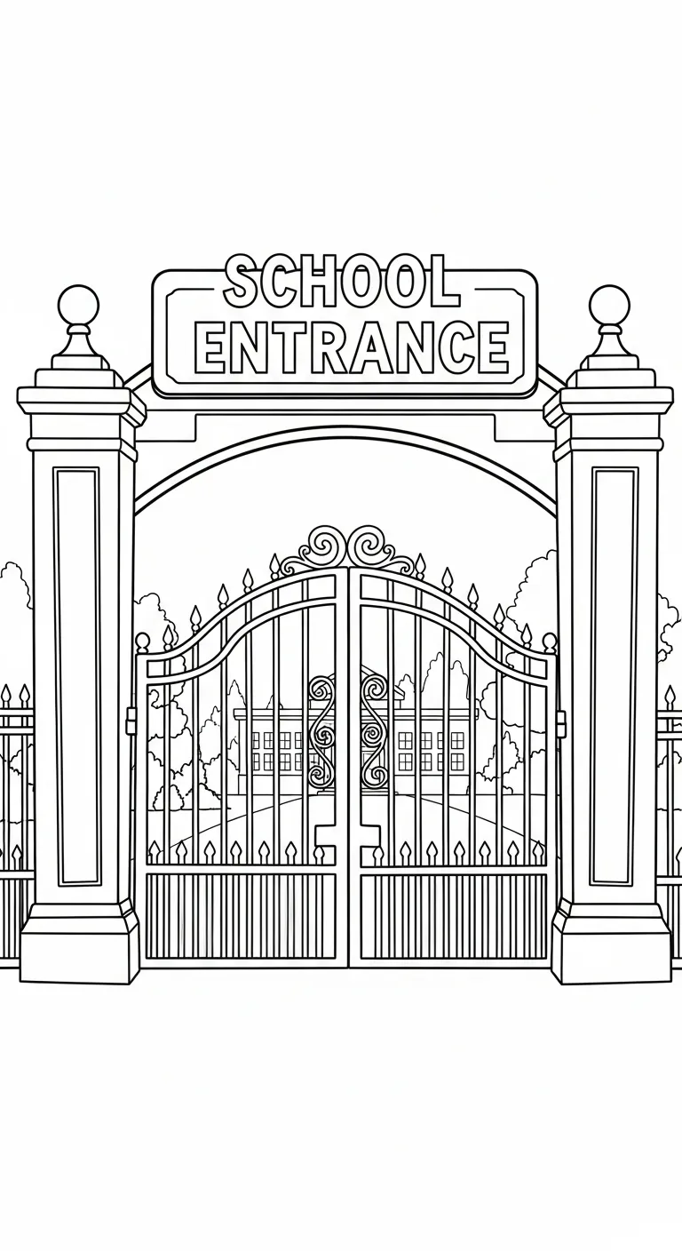 file hình tô màu Tranh Tô Màu Trường Tiểu Học cho bé in