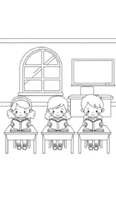 tải tranh tô màu Tranh Tô Màu Trường Tiểu Học cho bé 4 tuổi