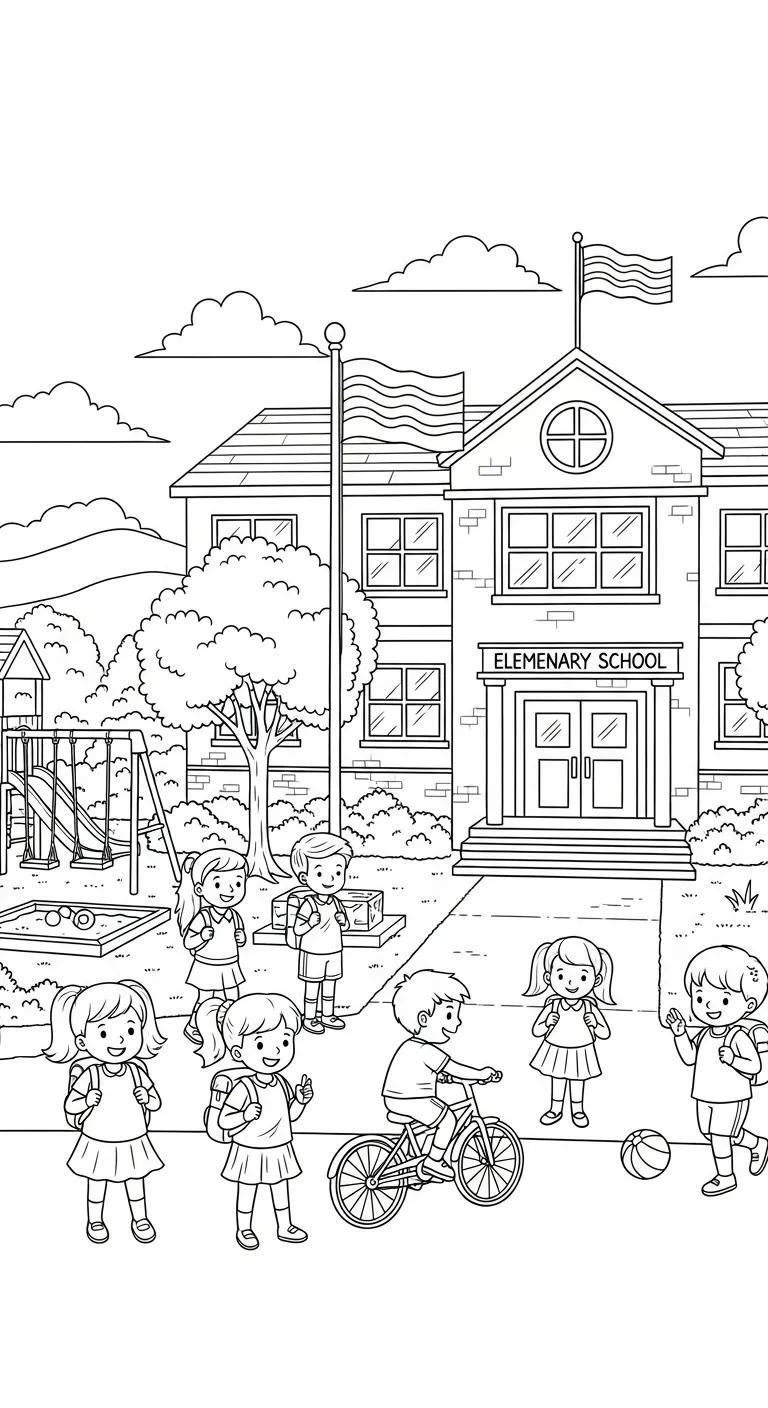 hình tô màu Tranh Tô Màu Trường Tiểu Học cho trẻ em