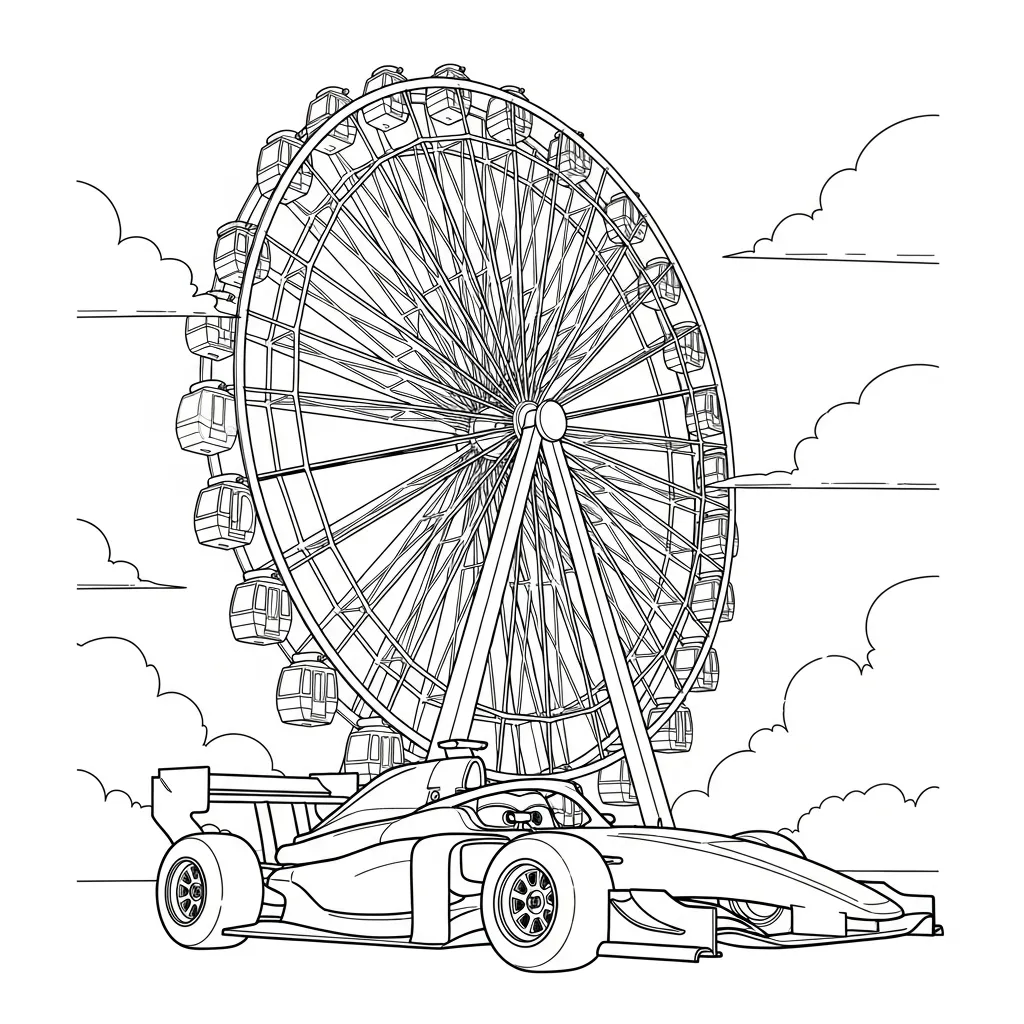 tranh tô màu Tranh Tô Màu Xe Đua cho bé 8 tuổi 1