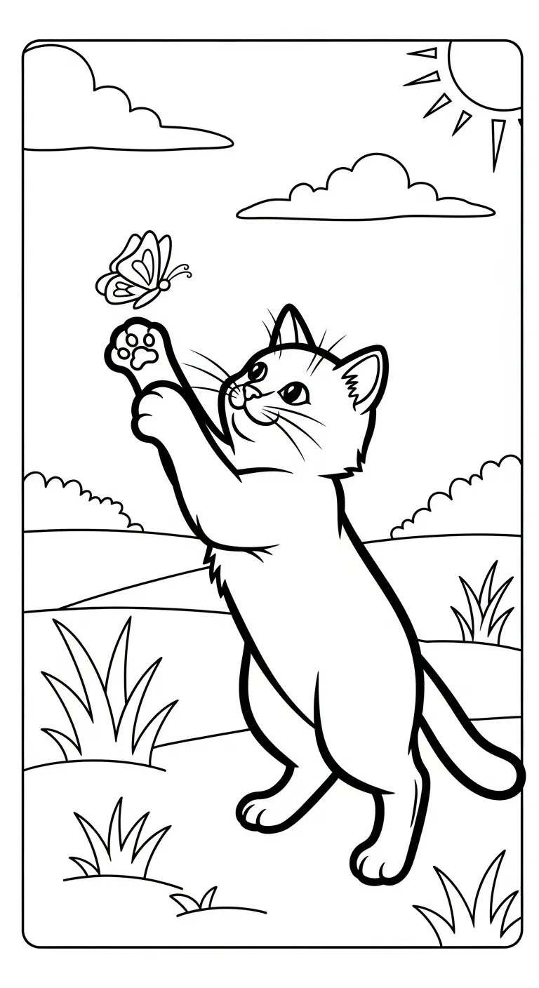 in tranh tô màu Mèo cho bé