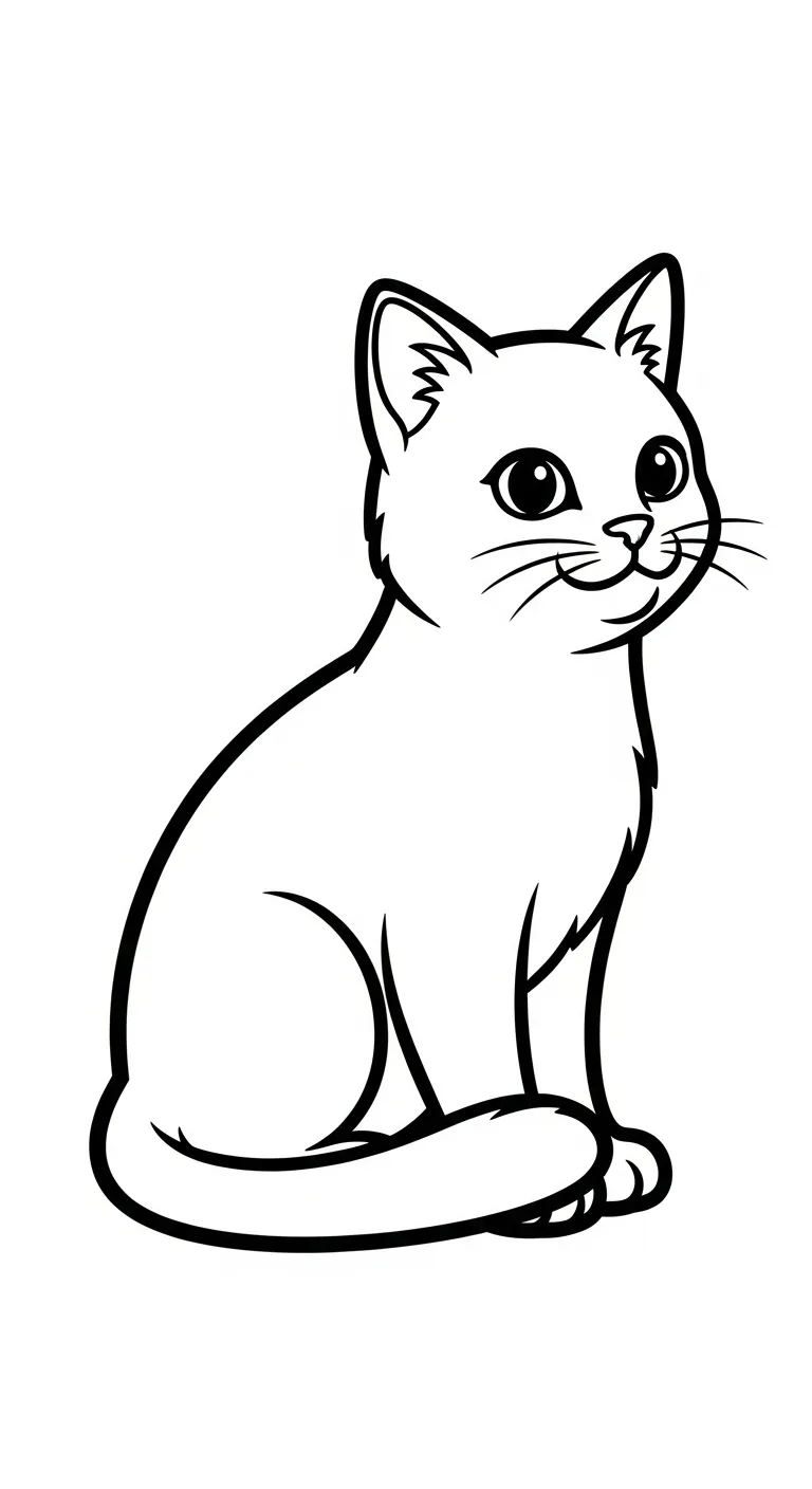 file tranh tô màu Mèo cho bé in 1