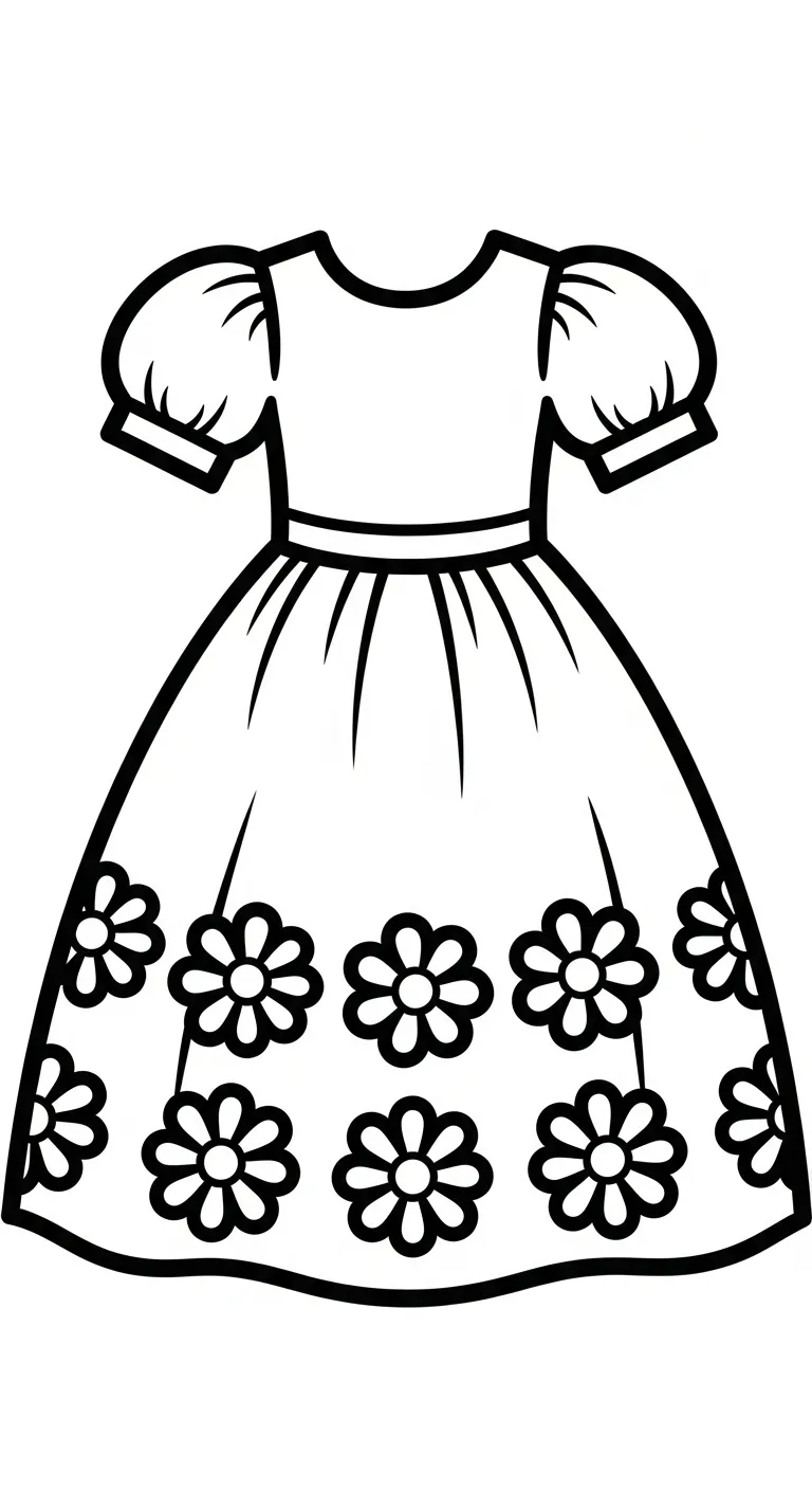 file pdf hình tô màu Váy cho bé