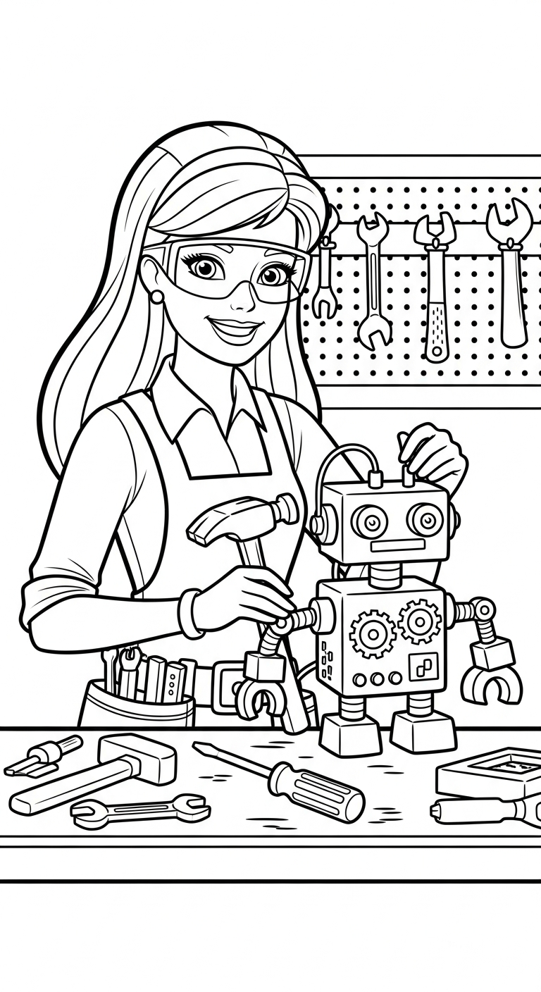 in hình tô màu Barbie miễn phí