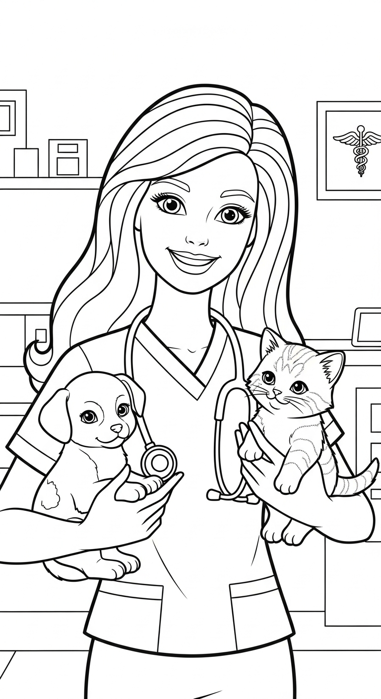 hình tô màu Barbie rõ nét