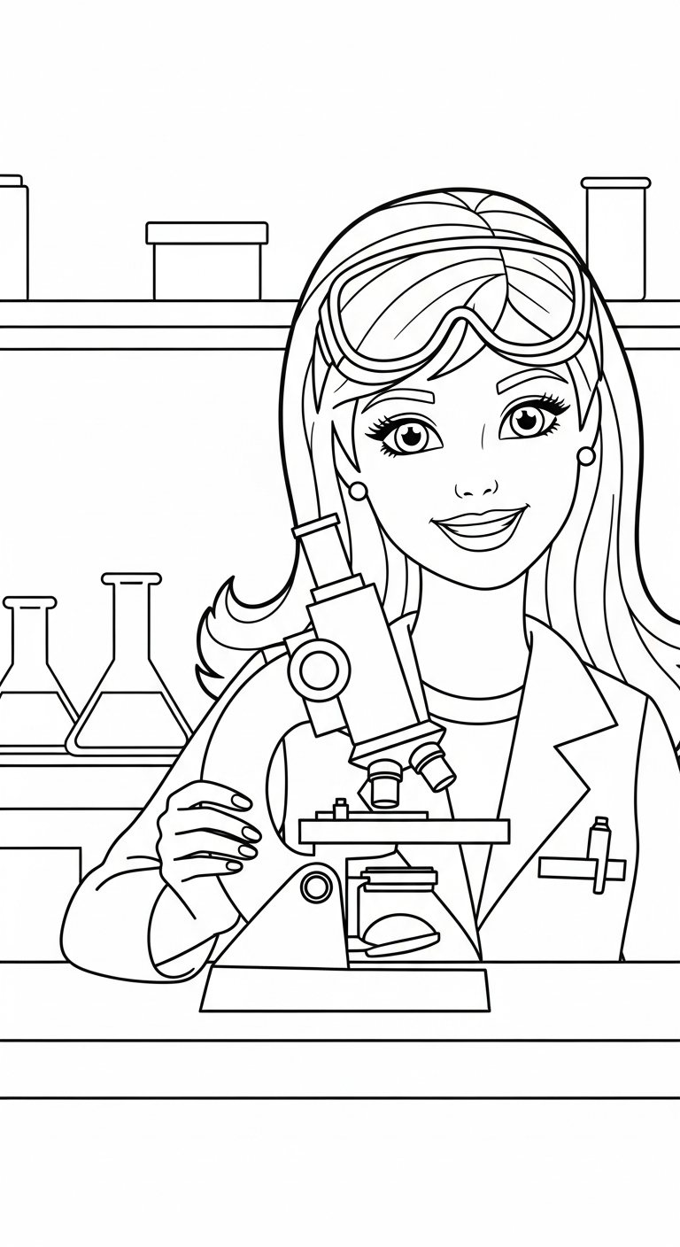 file pdf tranh tô màu Barbie cho bé