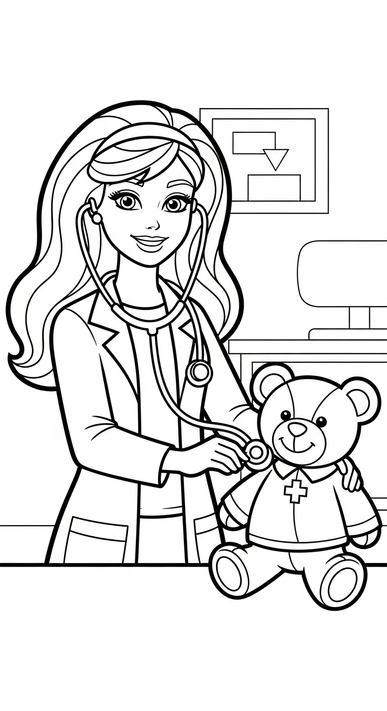 tranh tô màu Barbie cho bé 1