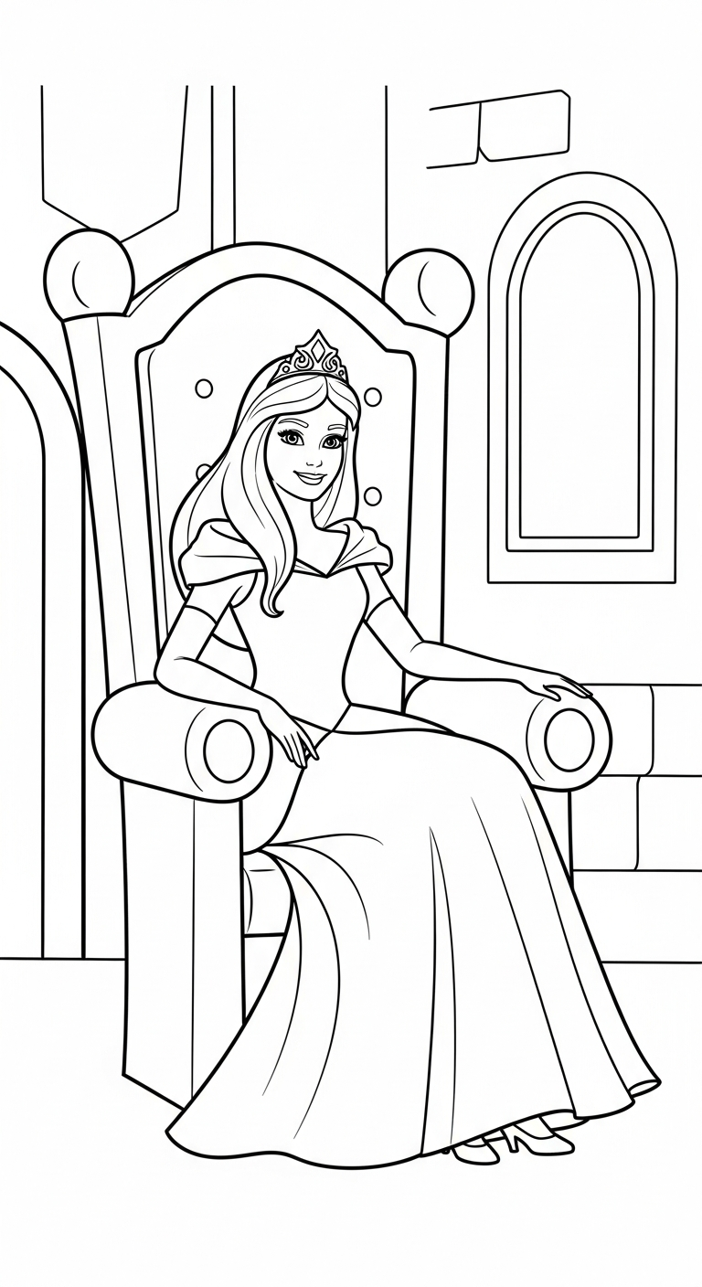 tranh tô màu Barbie cho bé đơn giản