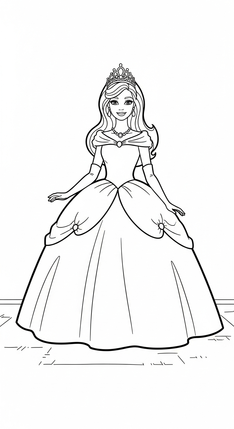 hình tô màu Barbie cho bé tải miễn phí