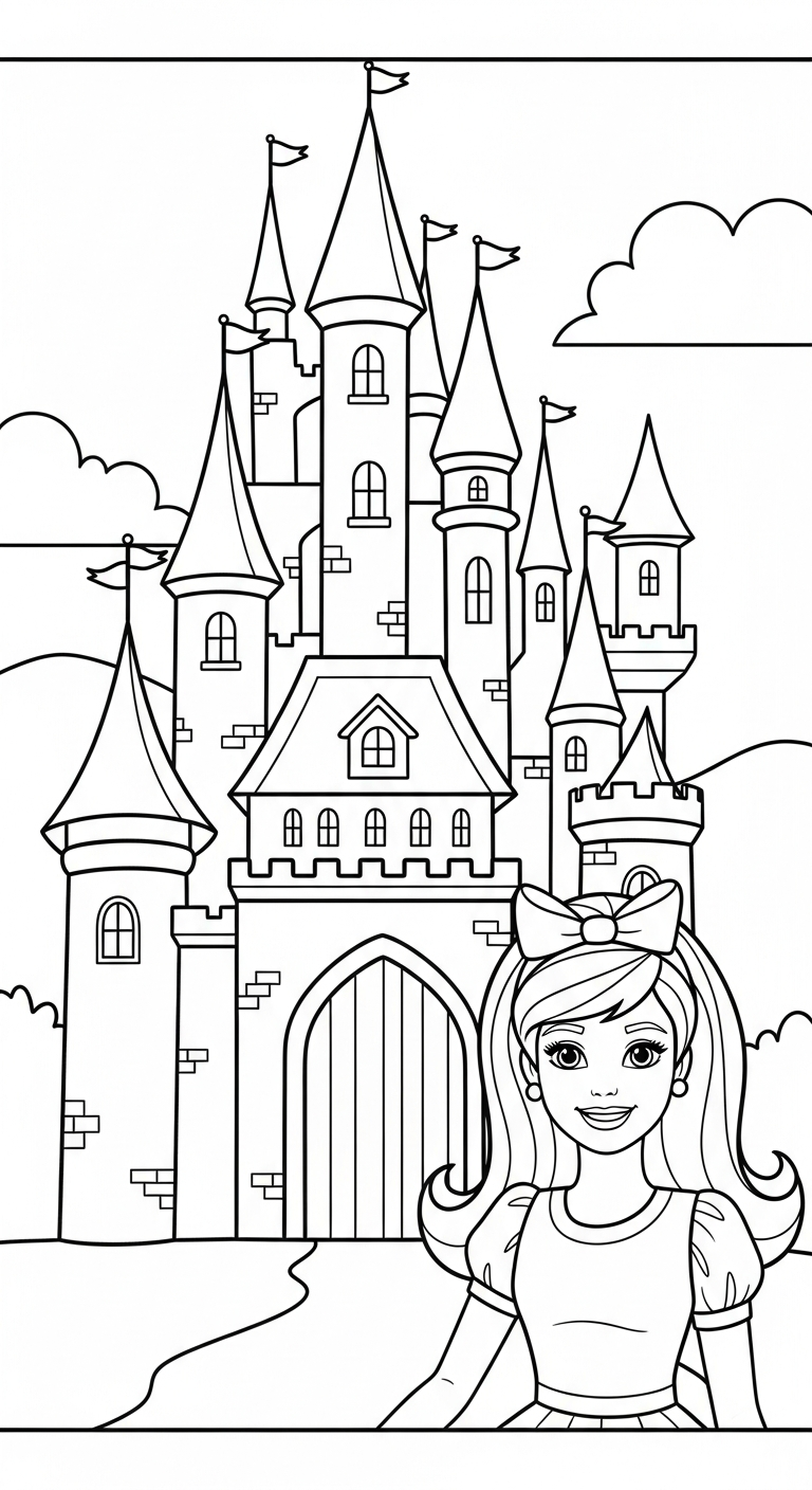 tải hình tô màu Barbie miễn phí