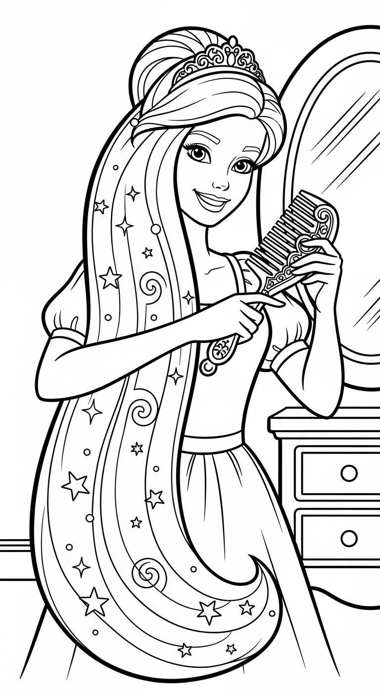 in tranh tô màu Barbie