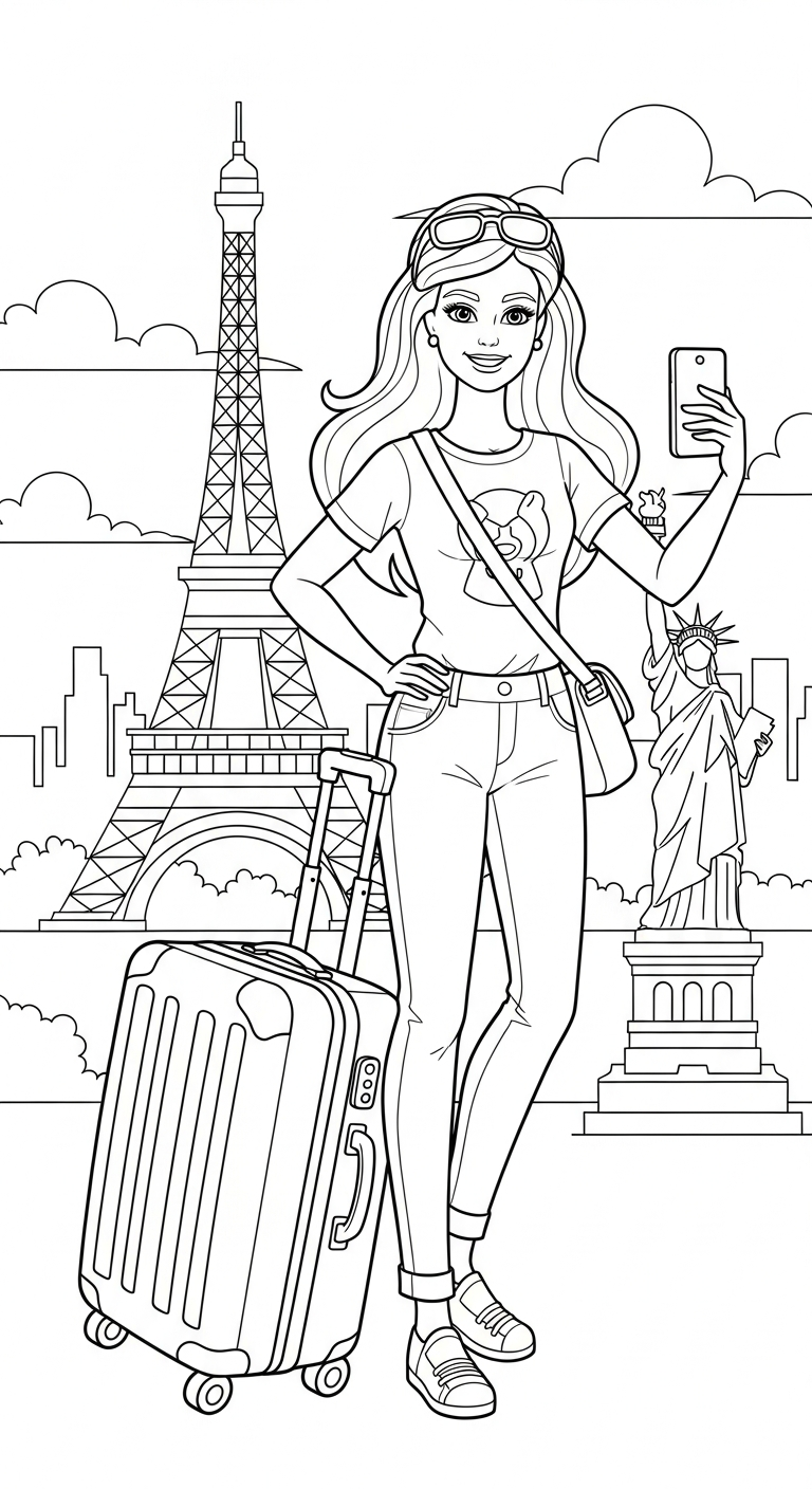 hình tô màu Barbie cho trẻ em