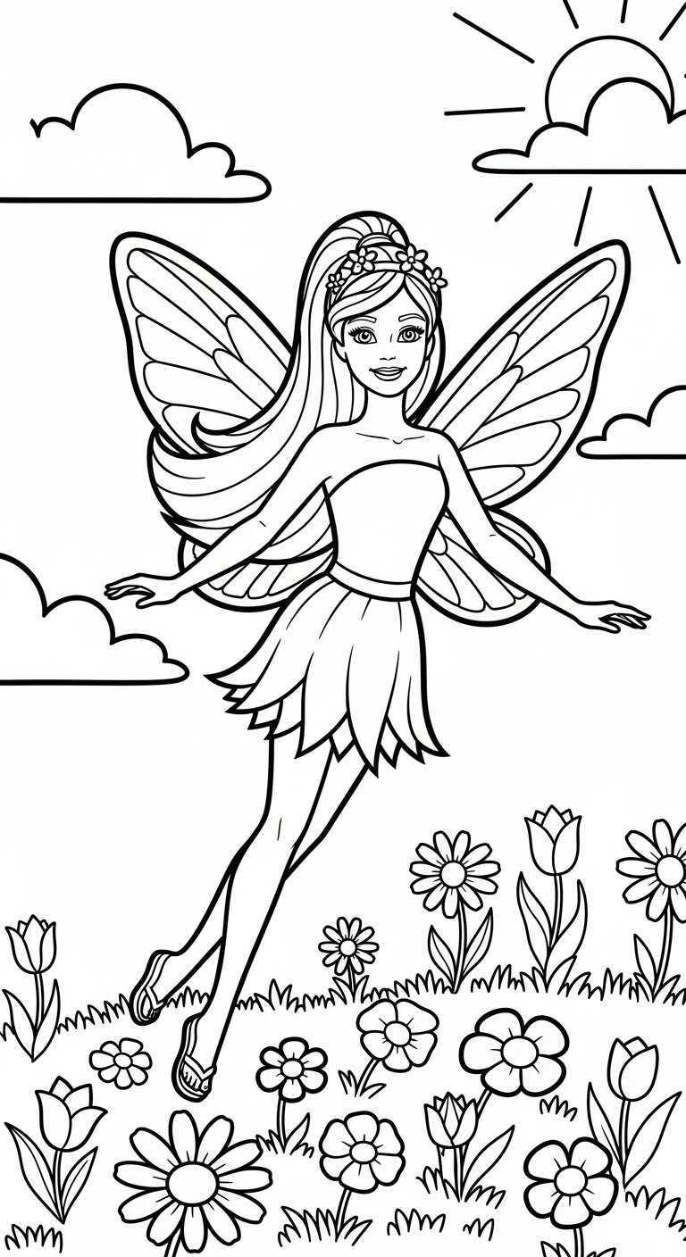 tải file hình tô màu Barbie