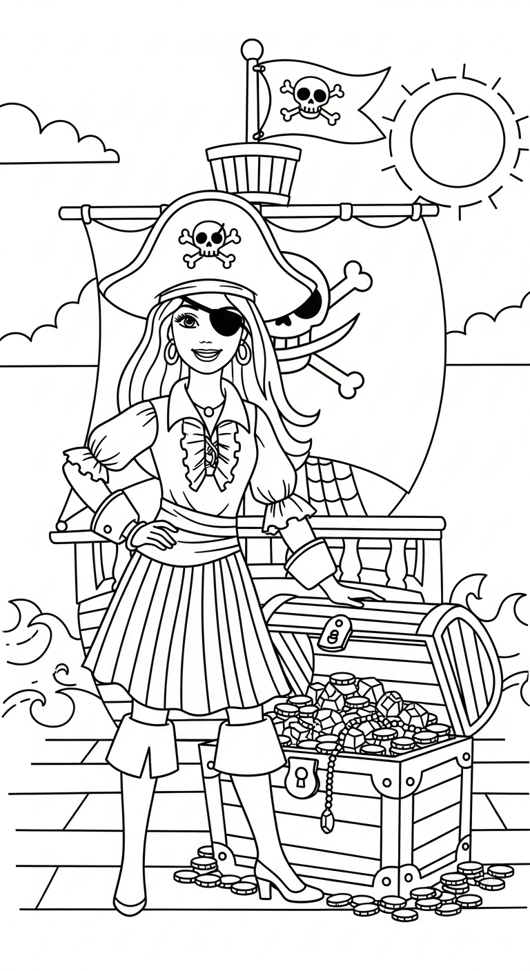 in tranh tô màu Barbie khổ A4