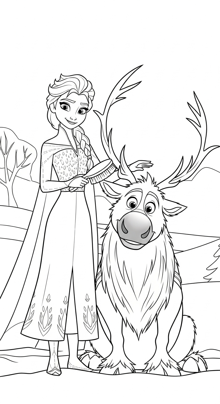 file tranh tô màu Elsa cho bé in