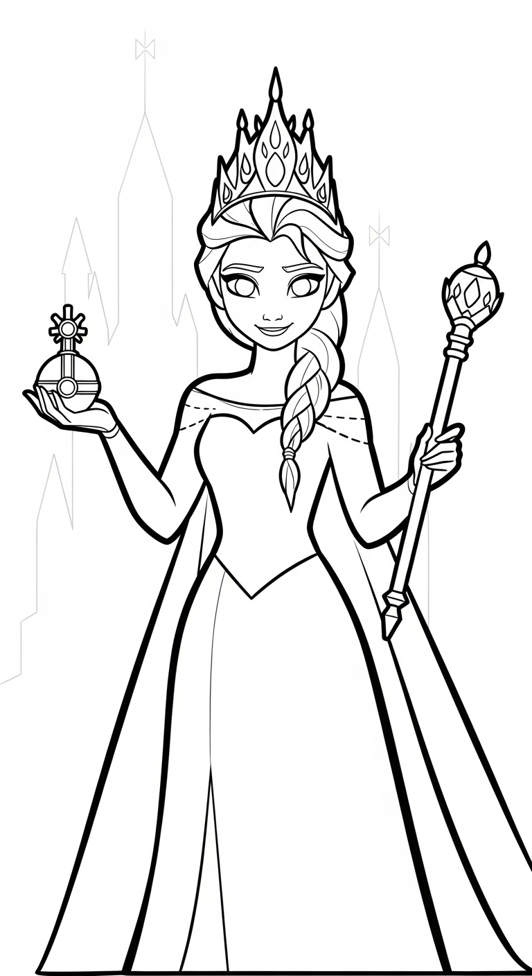 tranh tô màu Elsa cho bé tải miễn phí