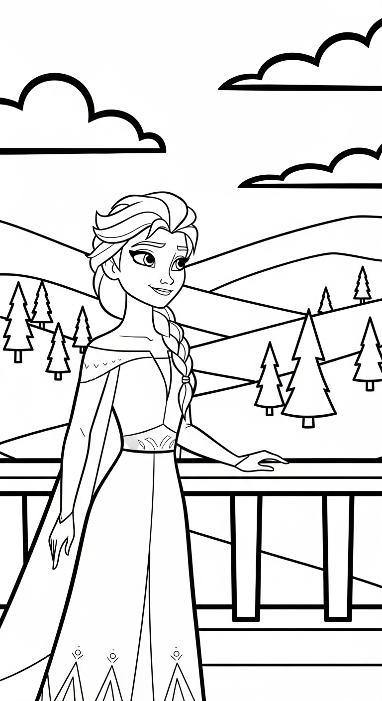 file pdf tranh tô màu Elsa cho bé