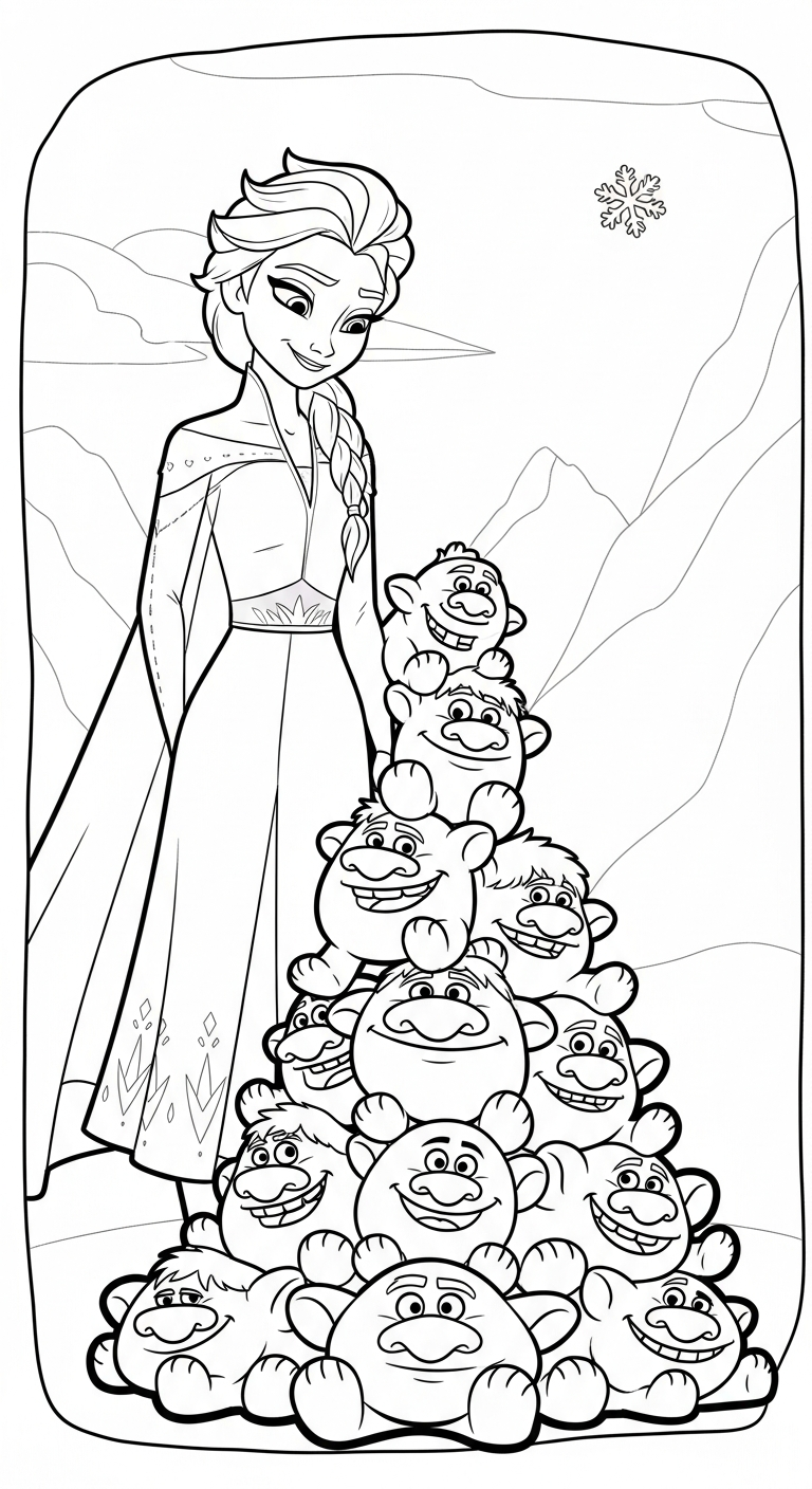 in tranh tô màu Elsa khổ A4