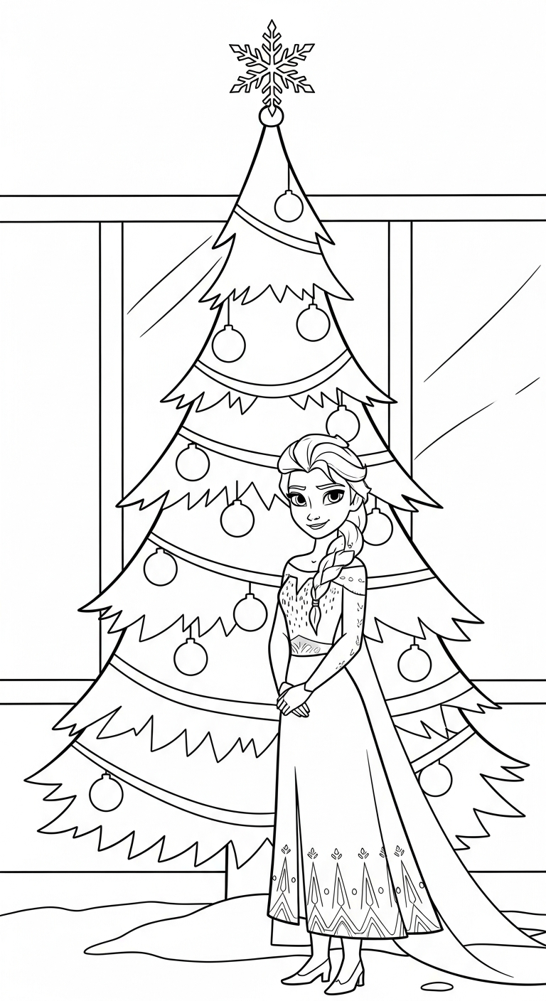 hình tô màu Elsa cho bé 7 tuổi miễn phí