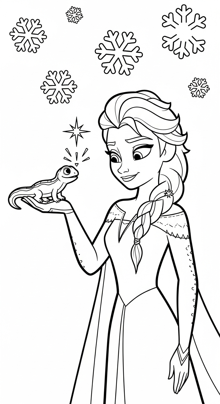 in hình tô màu Elsa khổ A4