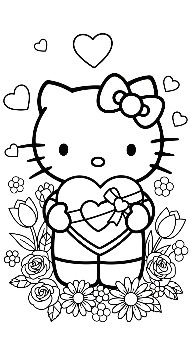 tranh tô màu Hello Kitty cho bé 8 tuổi miễn phí