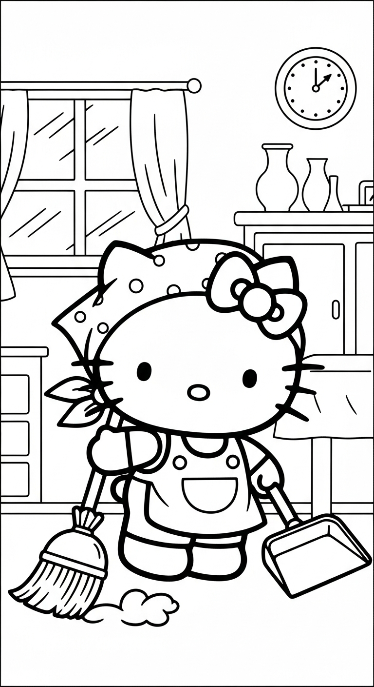 hình tô màu Hello Kitty cho bé tải miễn phí