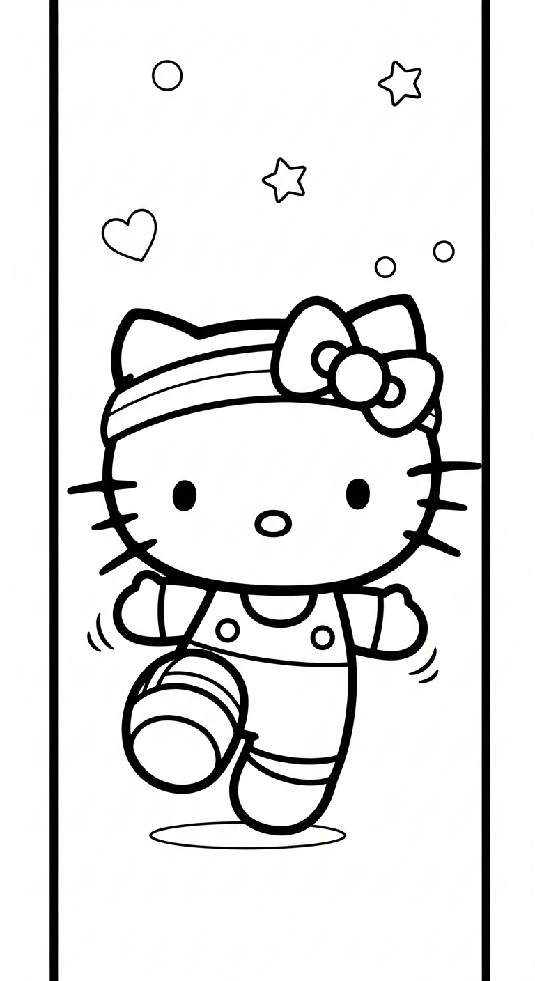 in hình tô màu Hello Kitty khổ A4