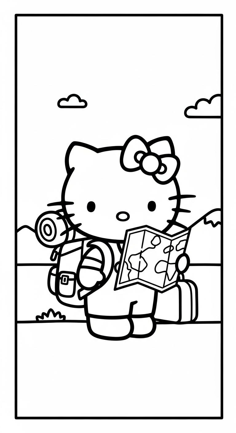 hình tô màu Hello Kitty cho bé tải miễn phí 1