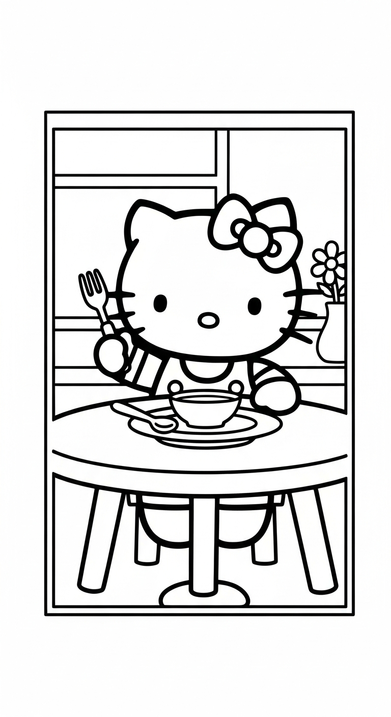 in hình tô màu Hello Kitty miễn phí