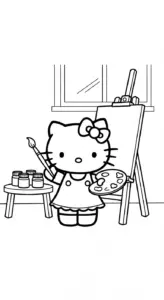 tranh tô màu Hello Kitty cho bé 7 tuổi