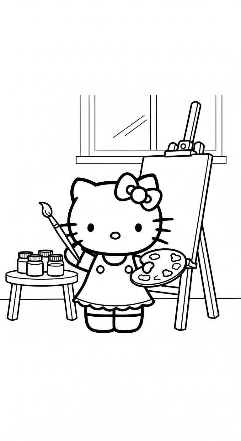 tranh tô màu Hello Kitty cho bé 7 tuổi