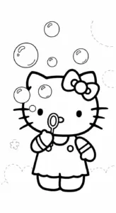 in hình tô màu Hello Kitty cho bé 8 tuổi