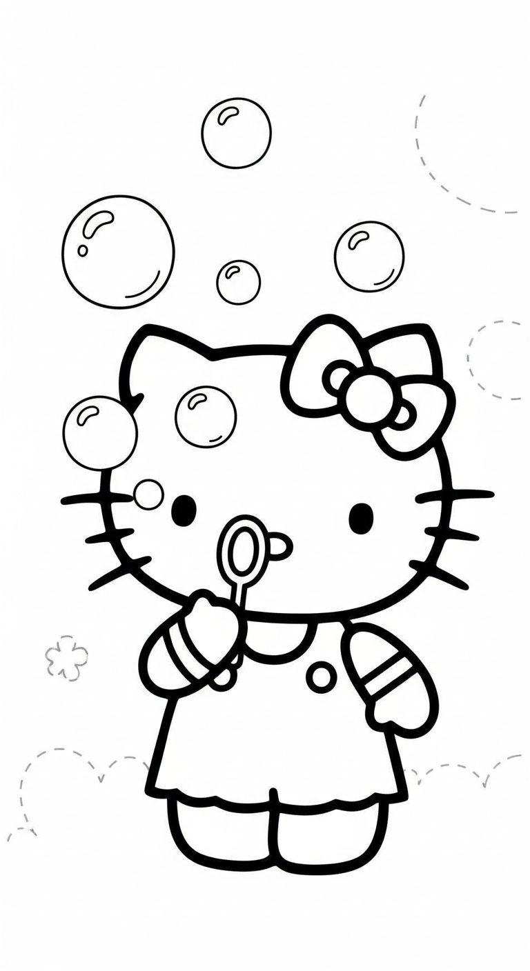 in hình tô màu Hello Kitty cho bé 8 tuổi