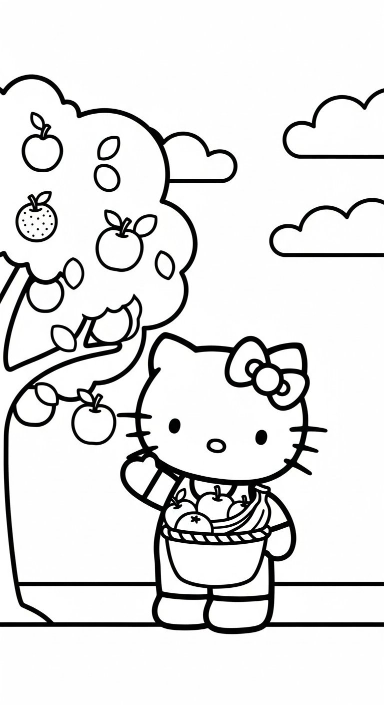 in tranh tô màu Hello Kitty khổ A4
