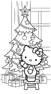 tranh tô màu Hello Kitty cho bé đơn giản