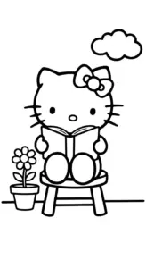in tranh tô màu Hello Kitty khổ A4